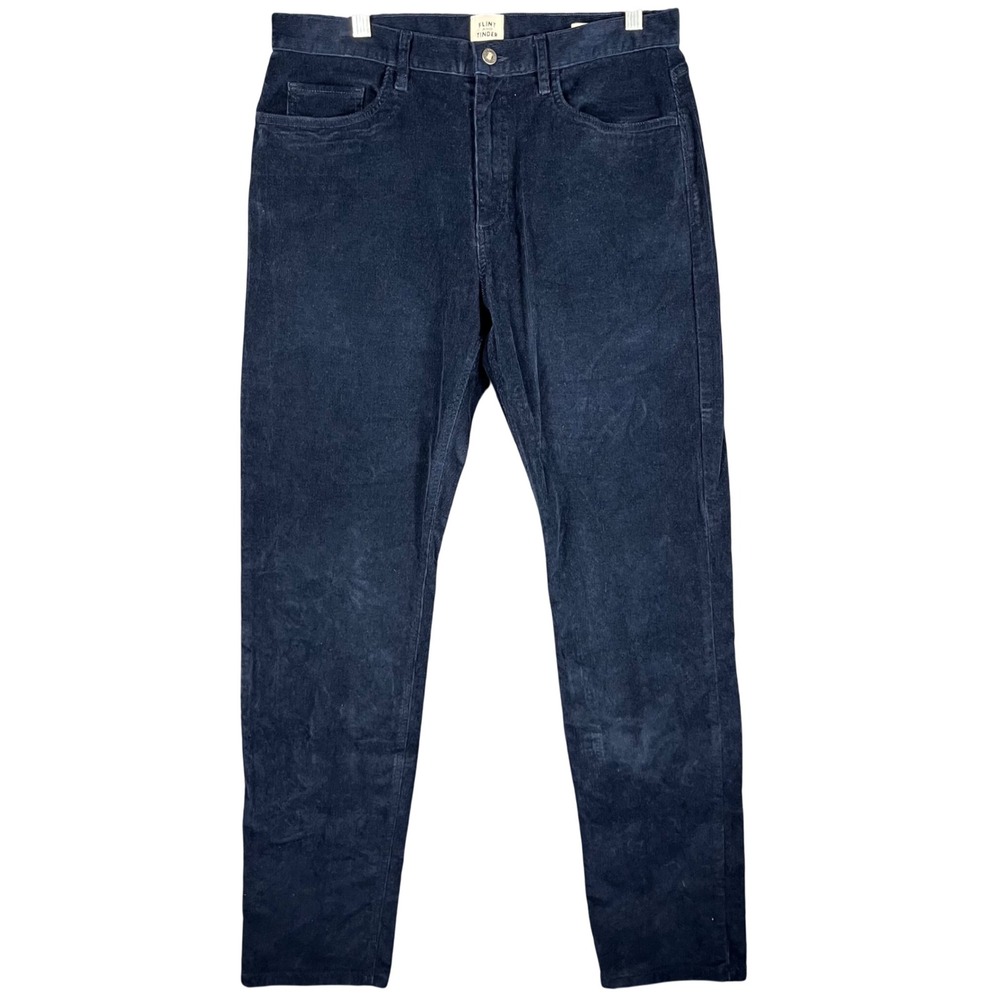 Flint and Tinder Corduroy Pants Mens 33‎ Navy Blue Tapered Fit 365 Stretch
